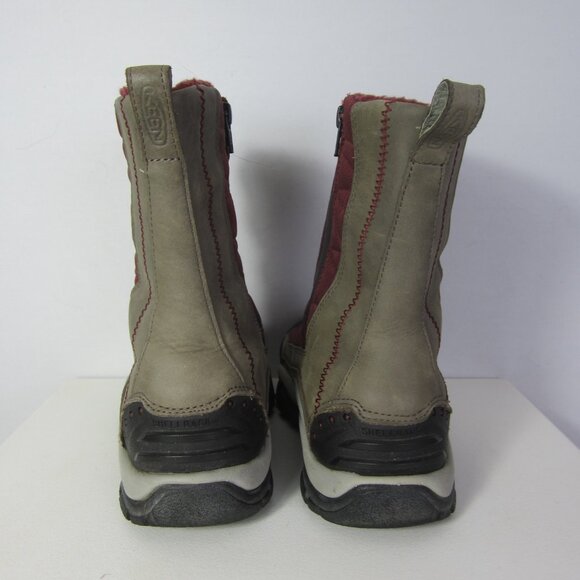 Keen Women 8 Vail Red Tan Leather  Insulated Waterproof Lace Zip Boots 38.5 - Picture 15 of 16